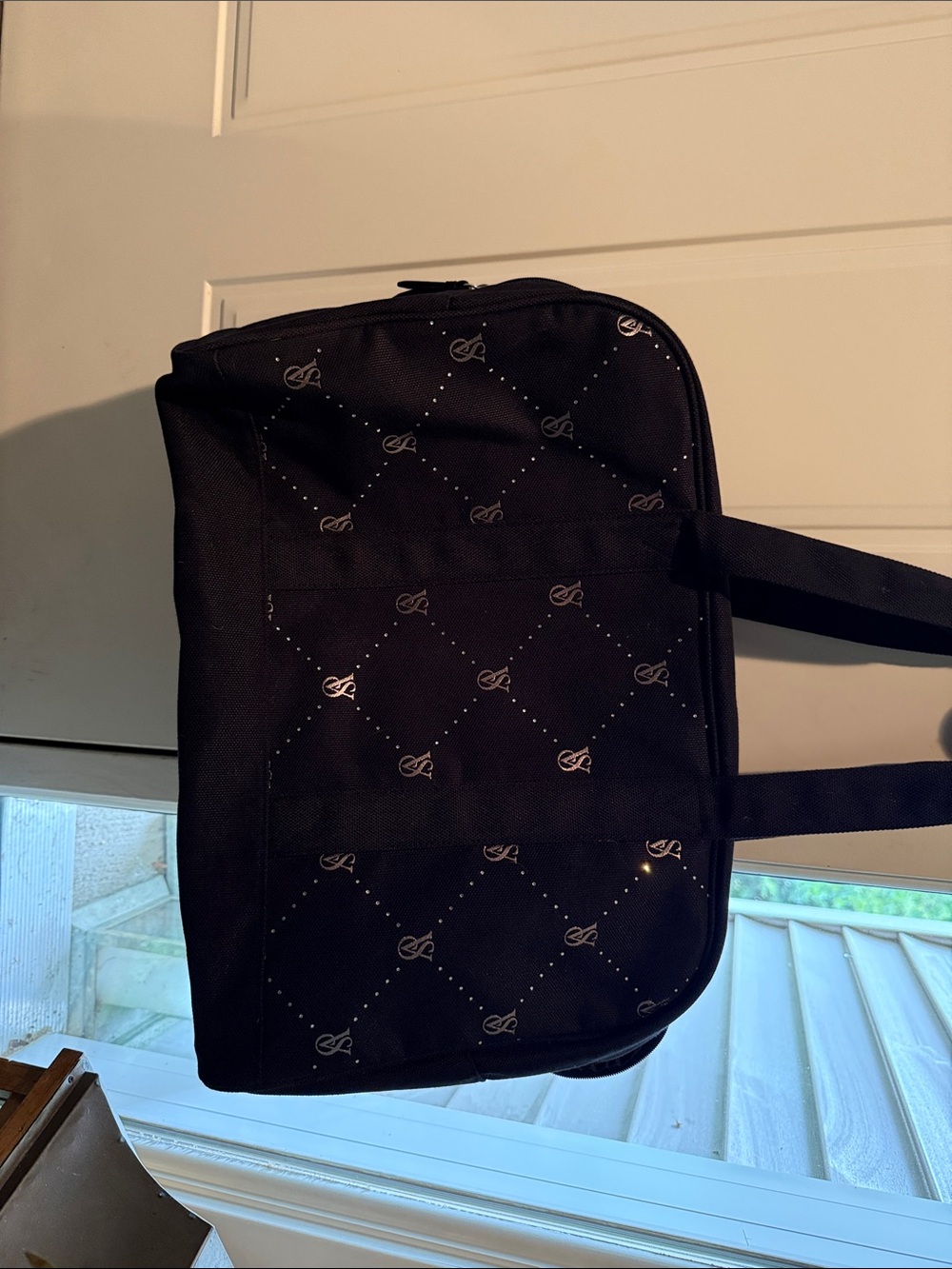 Victoria's Secret Black Quilted Duffel Bag with Logo Detail